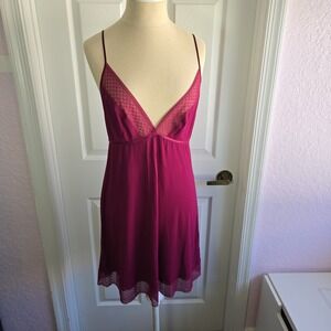Victoria's Secret  Nightgown Slip Dress With Sheer Lace And Strappy Back Size M‎